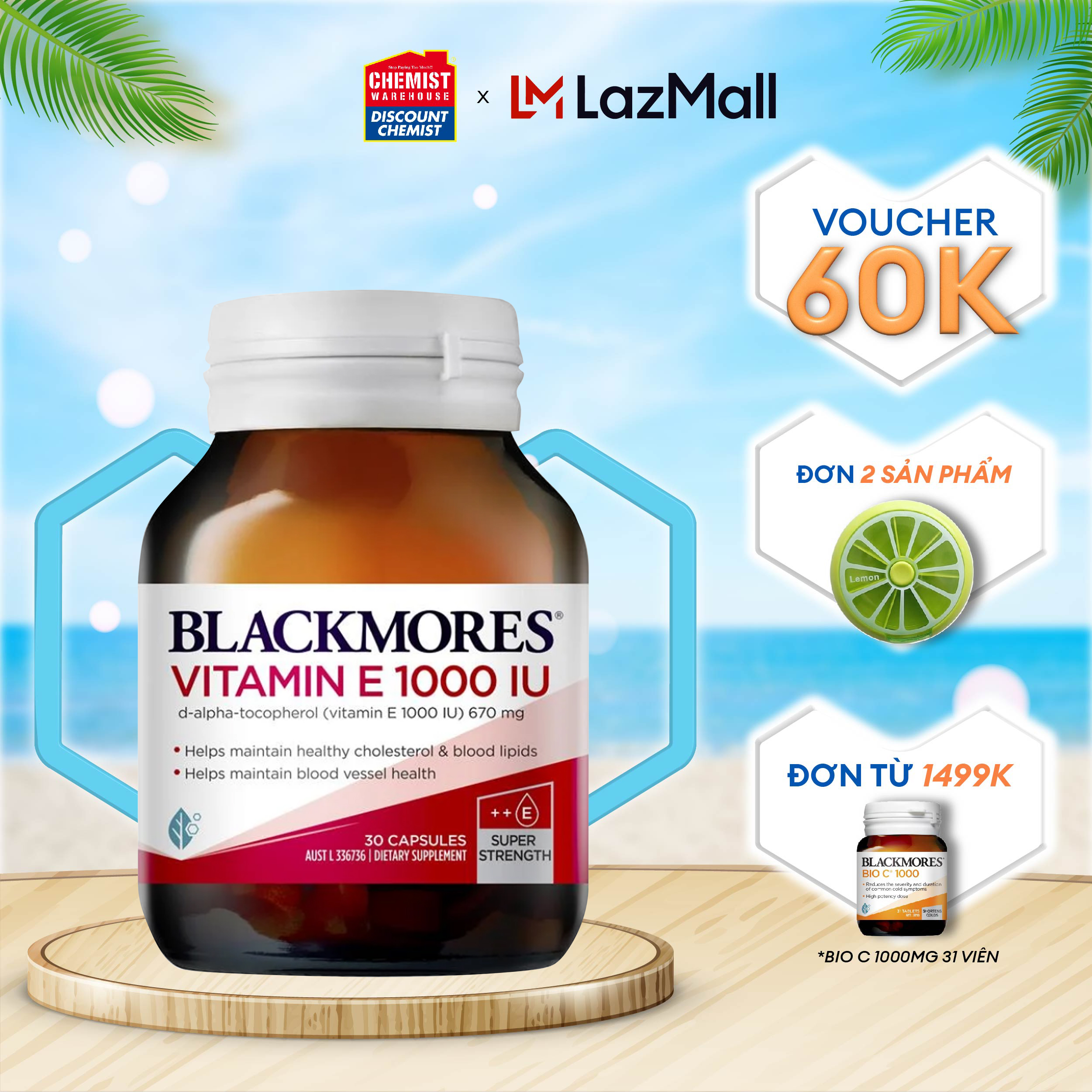 Viên uống bổ sung Vitamin E 1000IU Blackmores 30 viên hỗ trợ sức khỏe tim
