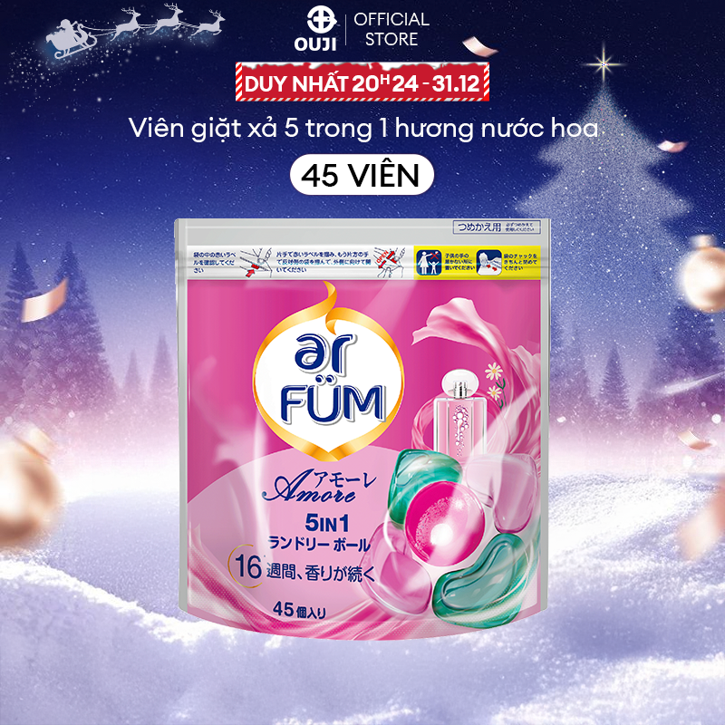  Viên giặt Quần áo arFUM 5 trong 1 MỚI thơm tinh dầu nước hoa khử khuẩn 99% - 4 mùi hương  túi 45 viên  