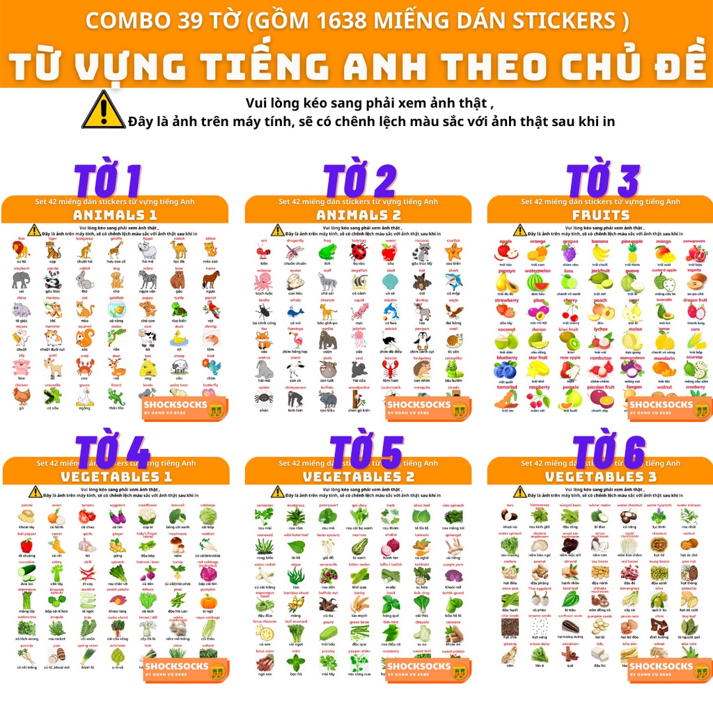 Combo tổng hợp 39 tờ chủ đề từ vựng tiếng anh
