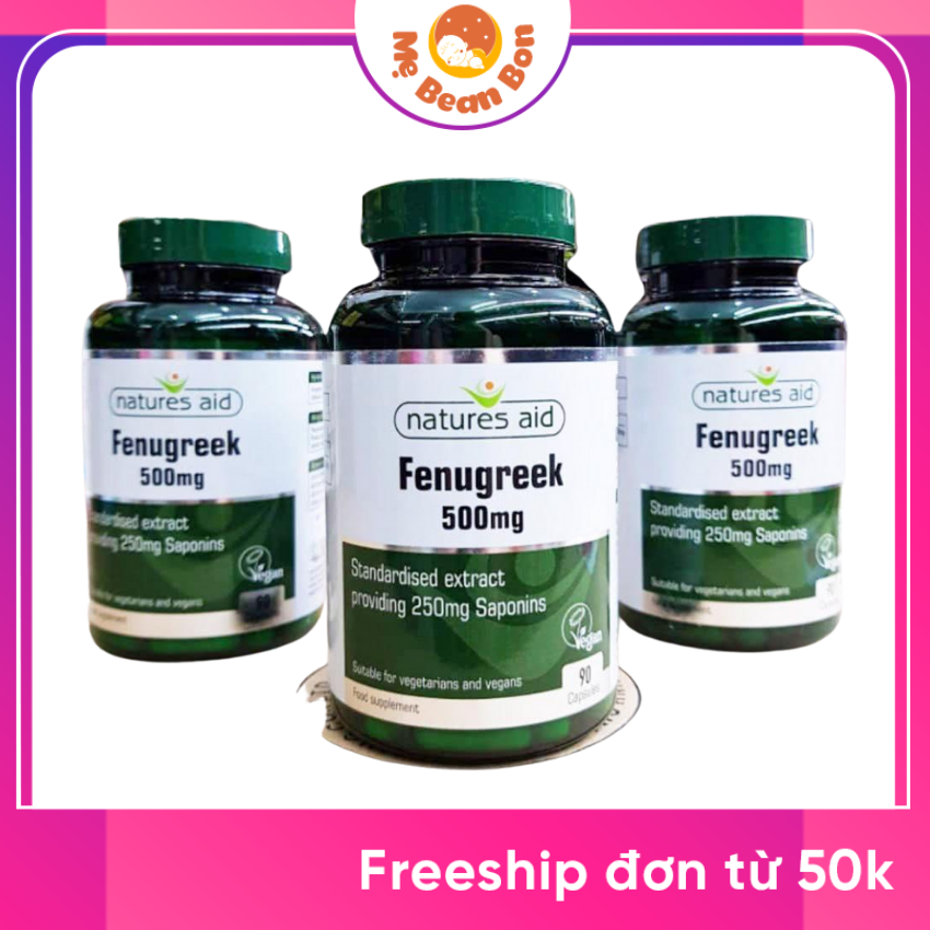 lợi sữa Cỏ cà ri Natures Aid Fenugreek 500mg của Anh (90 vi ên) tăng cường dưỡng chất trong sữa cho mẹ sau sinh