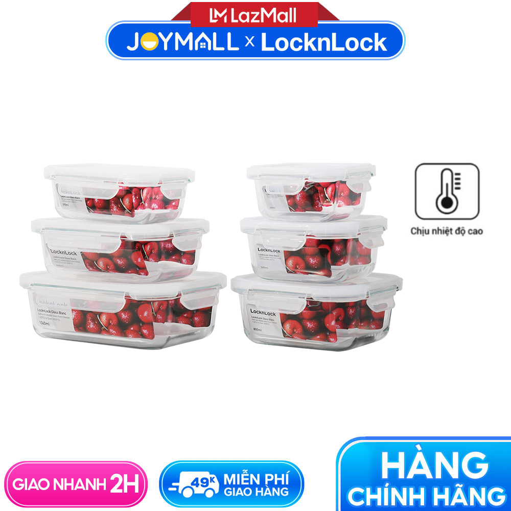 Hộp thủy tinh LocknLock BLANC bảo quản thực phẩm nhiều dung tích LLG110 - Hàng chính hãng, chịu nhiệt cao - JoyMall