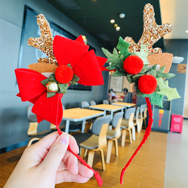 Băng đô cài tóc Noel hình sừng tuần lộc phối hoa trạng nguyên xinh lung linh mùa Giáng sinh phù hợp làm phụ kiện chụp hình BBShine – NOEL002