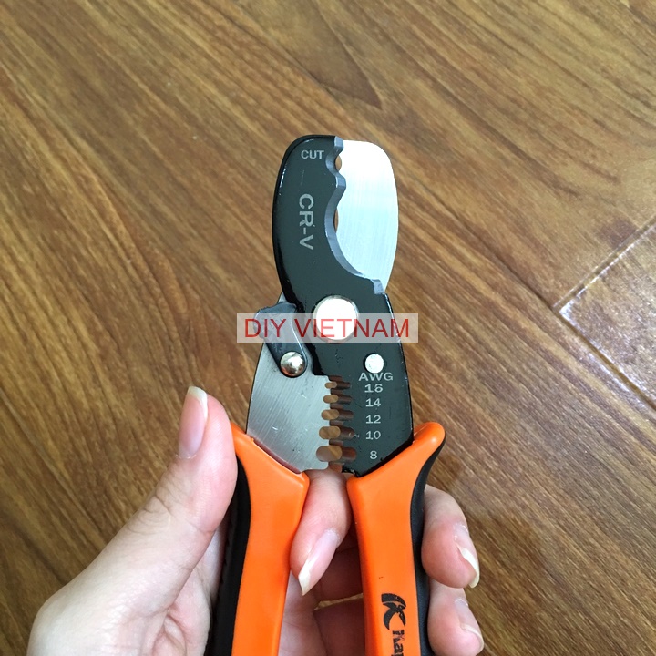 Kìm cắt cáp và tuốt dây điện Kapusi Japan - phù hợp với nhiều tiết diện lõi dây - có khóa an toàn khi sử dụng – bảo hành 1 đổi 1 trong 7 ngày