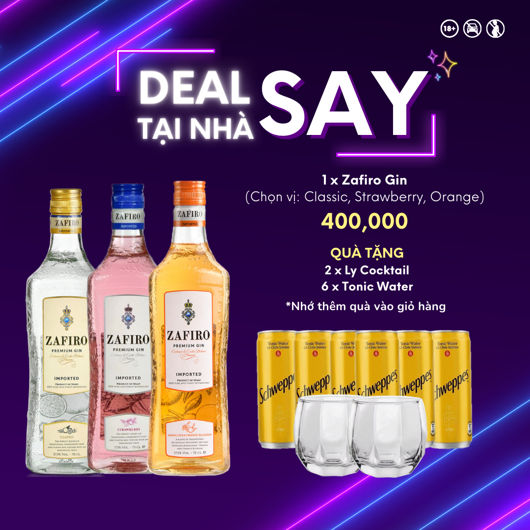 Combo say tại nhà - zafiro premium gin - 700ml - 37.5%