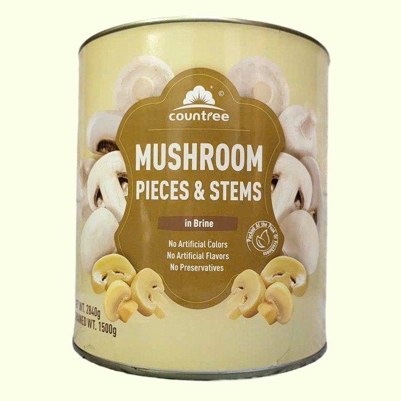 LON LỚN 2.84 Kg + NẤM NGÂM NƯỚC MUỐI COUNTREE Mushroom Pieces & Stems in Brine