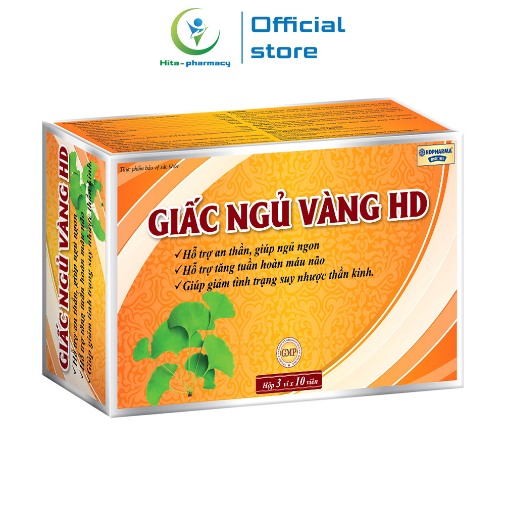 Viên uống ngủ ngon thảo dược Giấc Ngủ Vàng HD dưỡng tâm an thần, giảm tình trạng stress mất ngủ - Hộp 30 viên