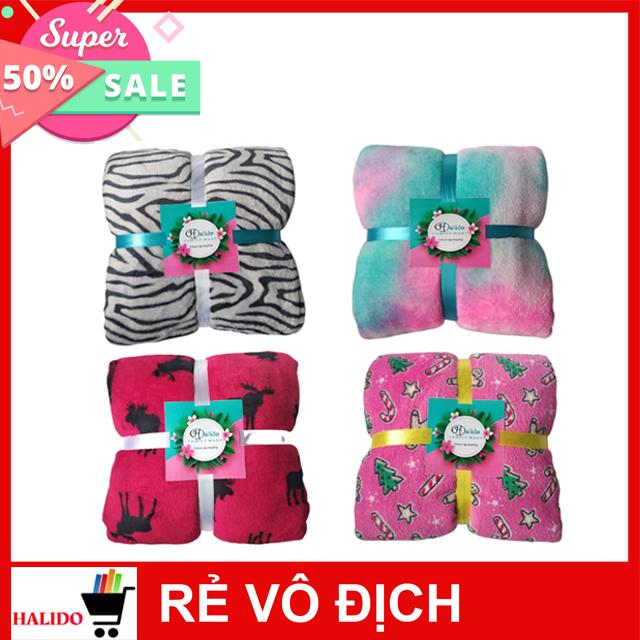 [HCM][QUÀ TẶNG] Chăn Mền Lông Cừu Thái Lan Cao Cấp – Họa tiết đa dạng – KT: R1m6-2m -  D2m-2m2 – TL: 550- 800gr – HALIDO – 4 mùa – Mềm mịn mượt