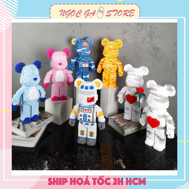 Bộ xếp hình cỡ lớn 33cm đồ chơi lắp ráp mô hình 3d gấu bearbrick 33cm