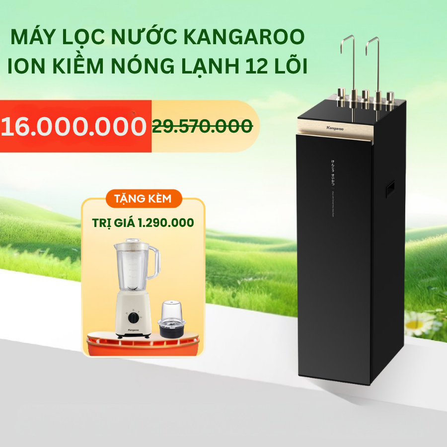 [Miễn Phí Lắp Đặt] Máy lọc nước Kangaroo Hydrogen ion kiềm nóng lạnh 12 lõi KGHC12A3