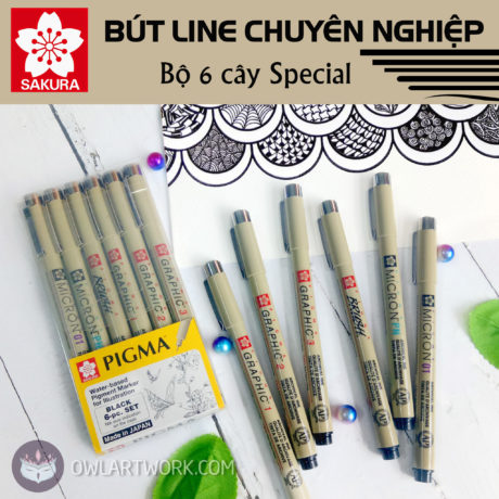 Bộ 6 Bút Vẽ Đi Nét Minh Họa (Special) Sakura Micron