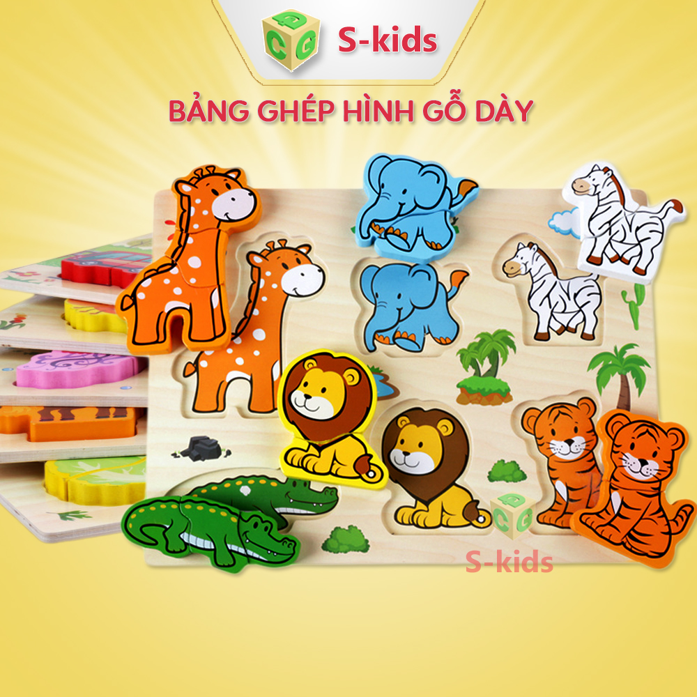 Đồ Chơi Trẻ Em S-kids Bảng Ghép Hình Gỗ Nổi Nhiều Chủ Đề. Đồ Chơi Xếp Hình Xinh Xắn Đầy Màu Sắc và Thu Hút Bé.