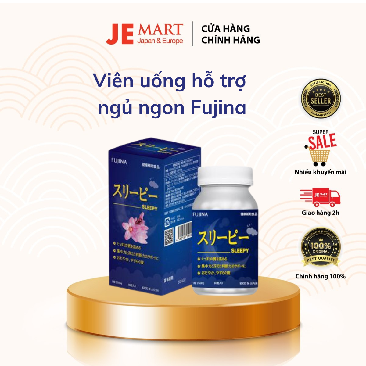 Viên uống hỗ trợ ngủ ngon sleepy fujina 80 viên nhật bản