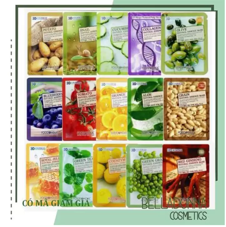 [ Combo 10 ][ Mỗi Loại ] Bộ 10 Loại Mặt Nạ 3D Foodaholic Natural Esence Mask 23ml x10