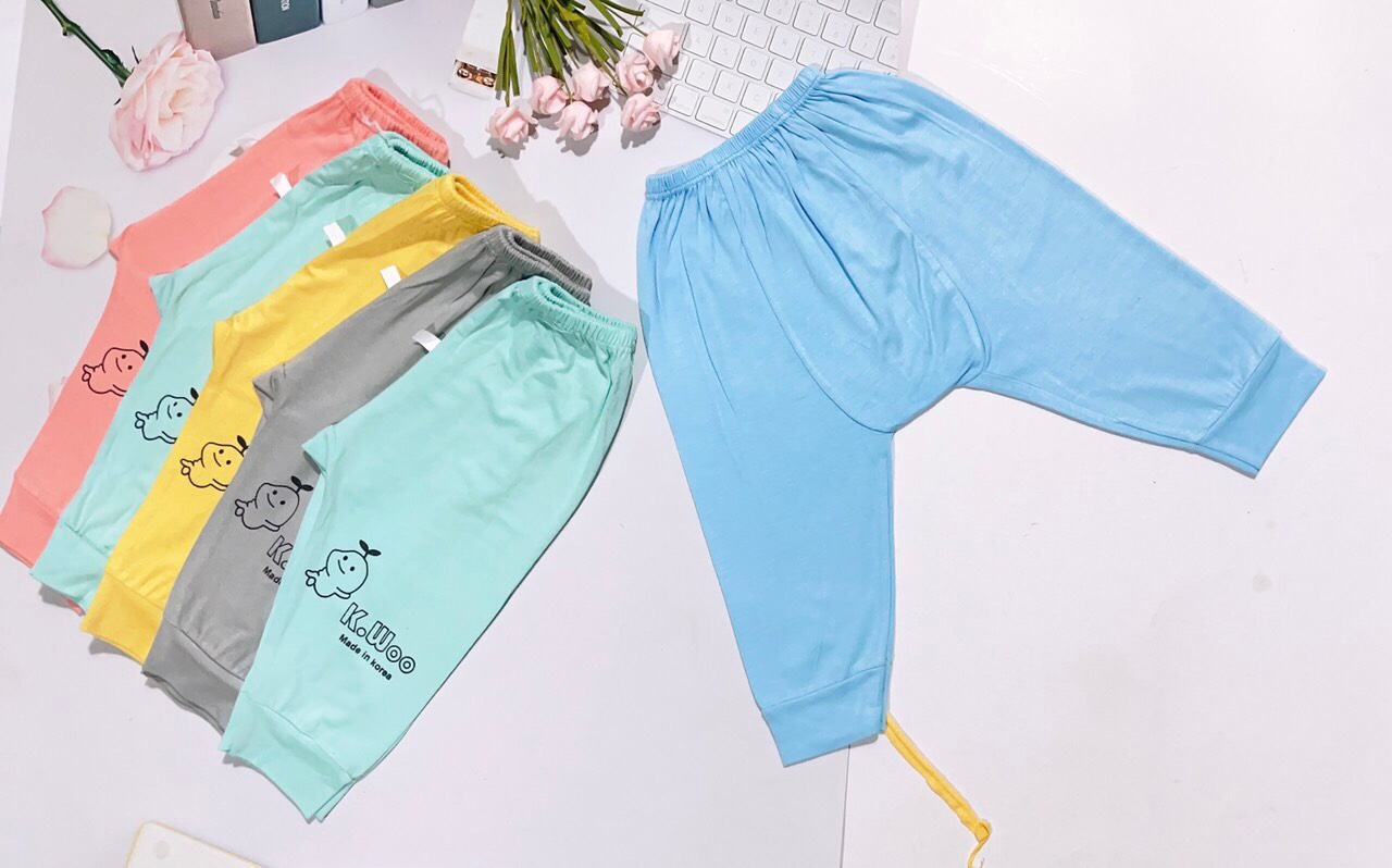 Quần sơ sinh dài thun lạnh đáp đũng cho bé từ 3-9kg