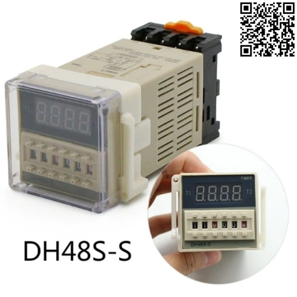 Timer điện tử DH48S-S delay time relay thời gian luân phiên 8 chân tròn điện áp 220VAC kèm chân đế PF083A
