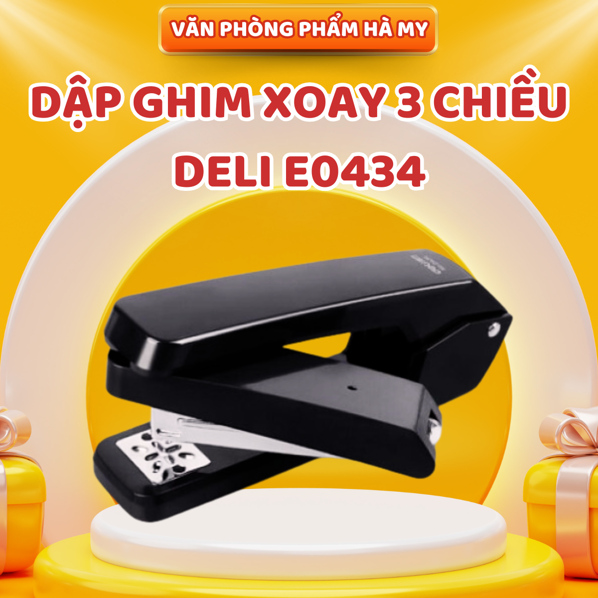 Dập ghim xoay 3 chiều 25 tờ deli e0434