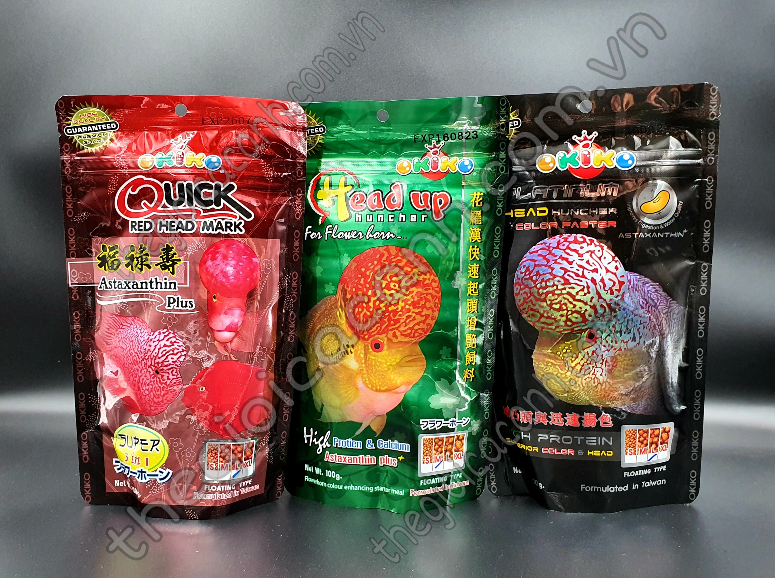Thức ăn cá la hán Okiko lên đầu, màu và châu 100gr