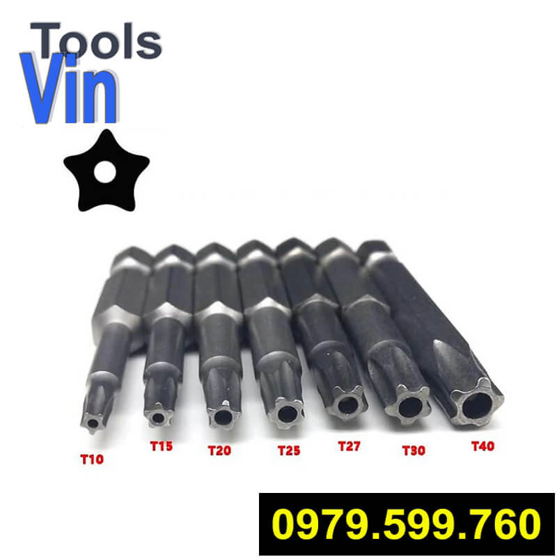 Bộ mũi vít sao 5 cạnh, có lỗ chuyên vặn ốc 5 cạnh chìm
