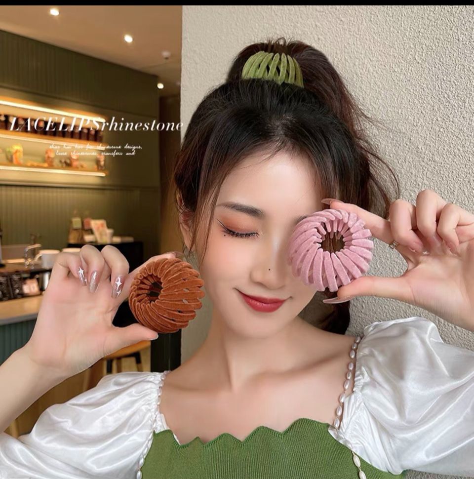 Chụp búi tóc nhung cao cấp tạo kiểu, dụng cụ búi tóc - phukienteen