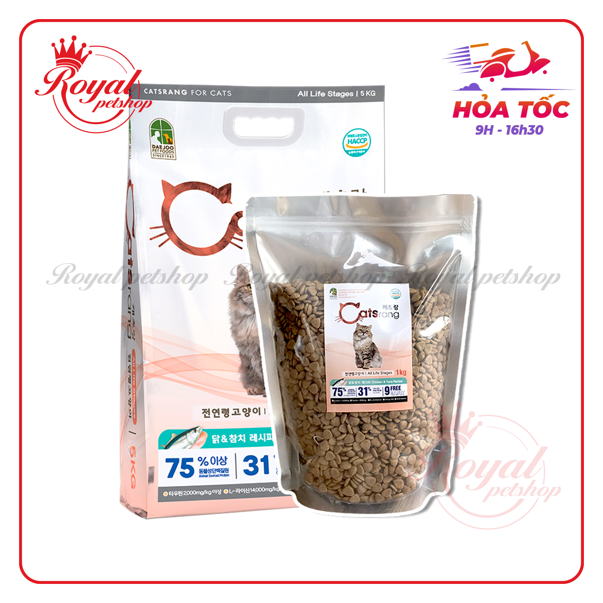 [HỎA TỐC / DATE MỚI ] [5KG/1Kg / COMBO ]Catsrang - Thức ăn hạt Cho Mèo Mọi Lứa Tuổi nhập khẩu Hàn Quốc