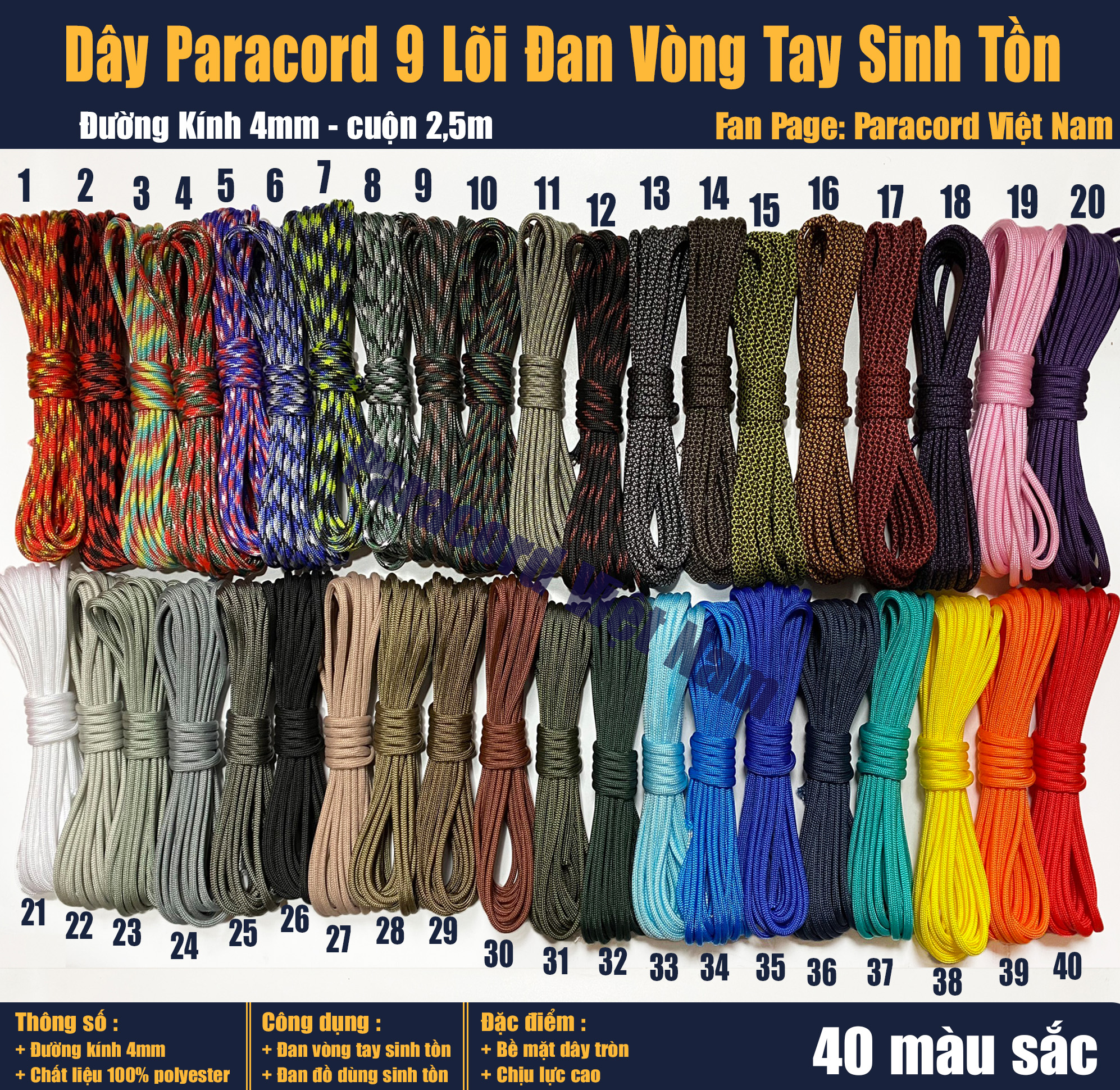 Dây paracord 2mm