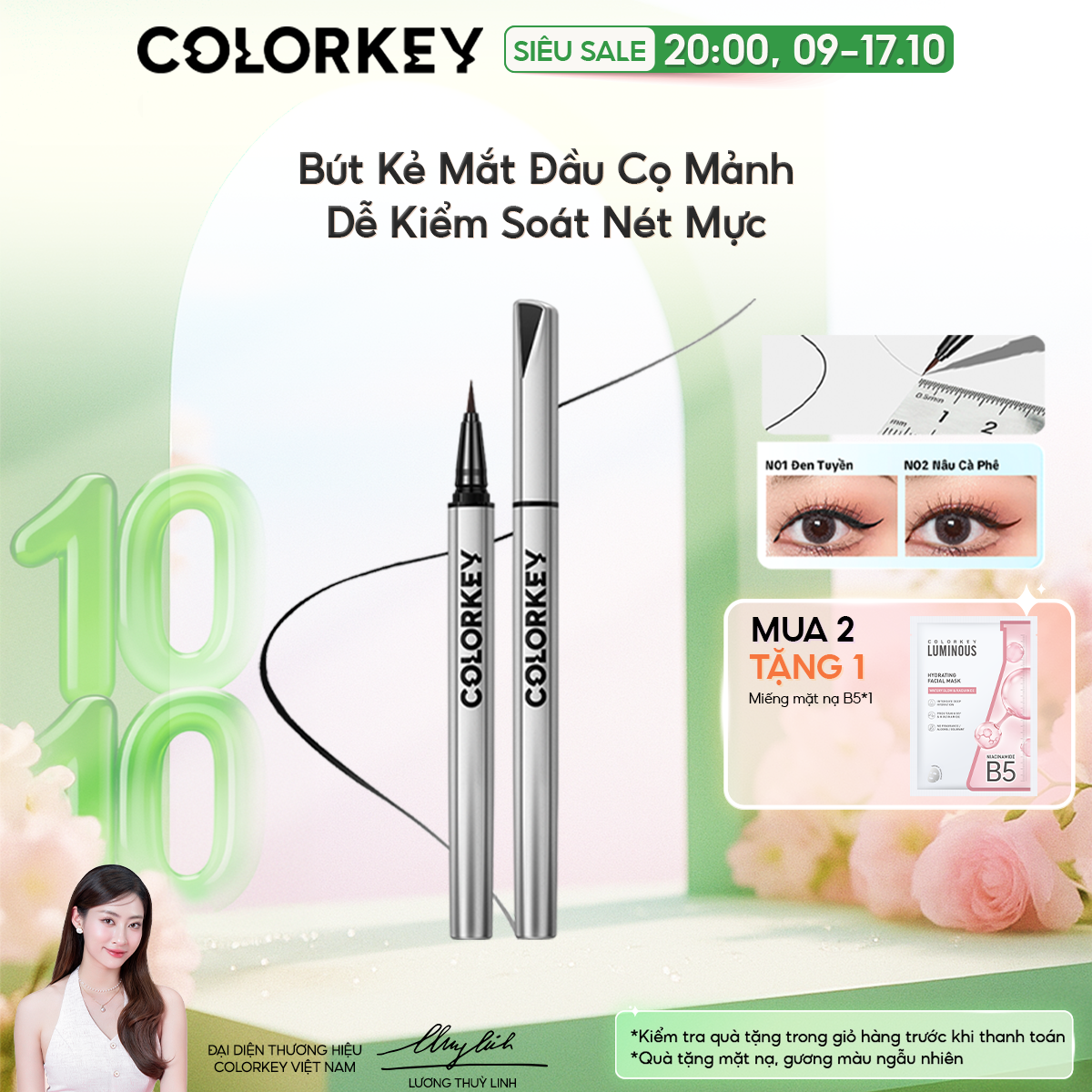 Bút Kẻ Mắt Nước COLORKEY Đầu Cọ Mảnh Không Dễ Chẻ Ngọn, Dễ Kiểm Soát Nét Mực Phù Hợp Cho Cả Người Mới Bắt Đầu 0.5ml