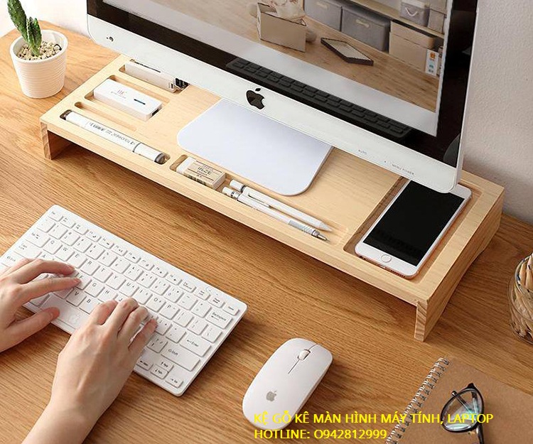 Kệ Gỗ Kê Đỡ Màn Hình Máy Tính Thiết Kế Tinh Xảo, Tinh Tế