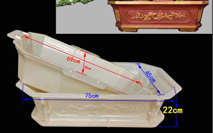 khuôn chữ nhật vát góc 75 chất liệu nhựa ABS có lòng trong