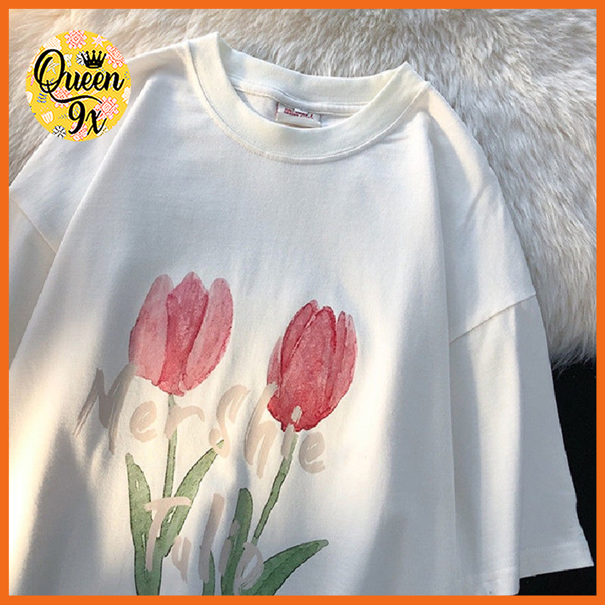 Áo thun, áo phông form rộng bông hoa tulip