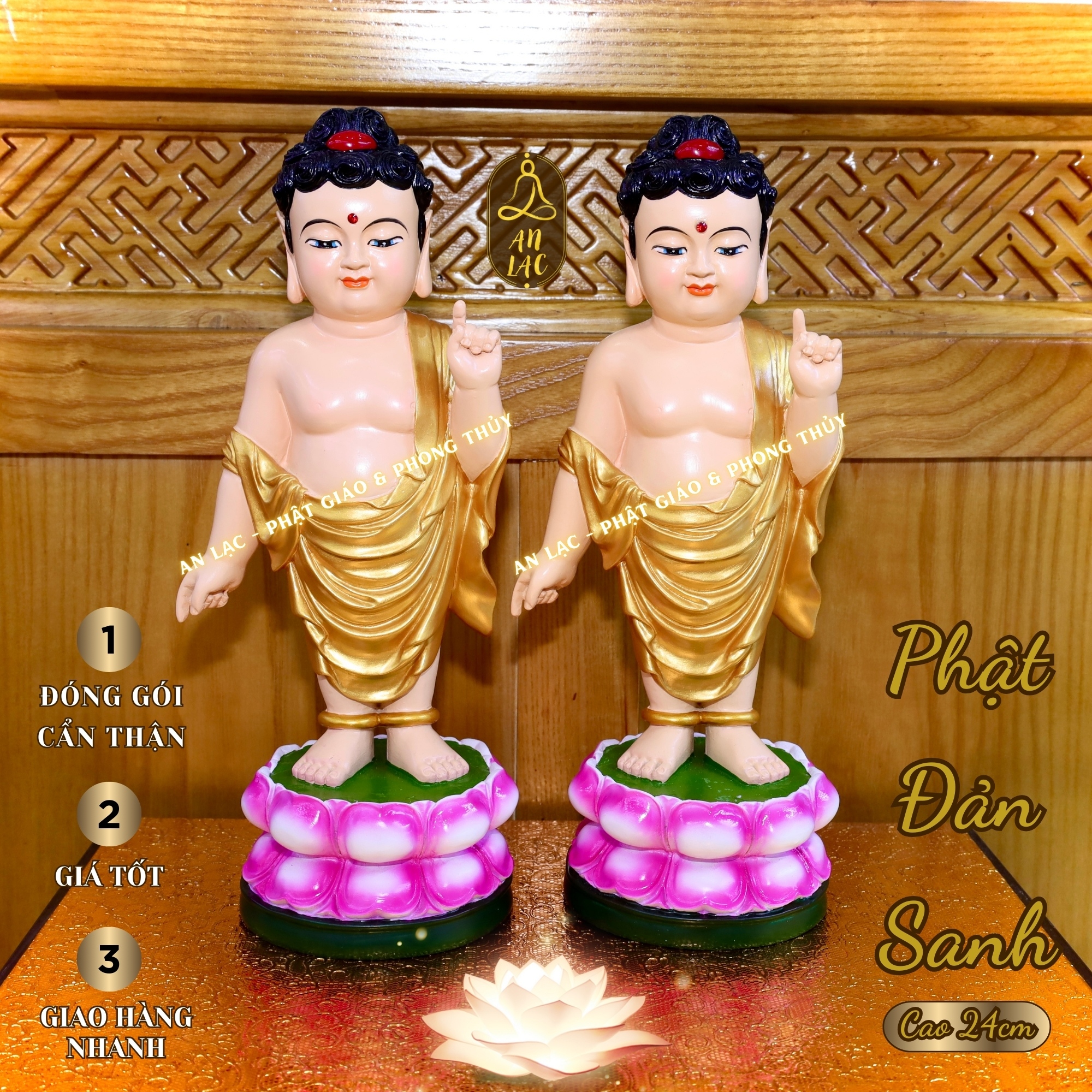 Tượng phật đản sanh 24cm - chất liệu composite