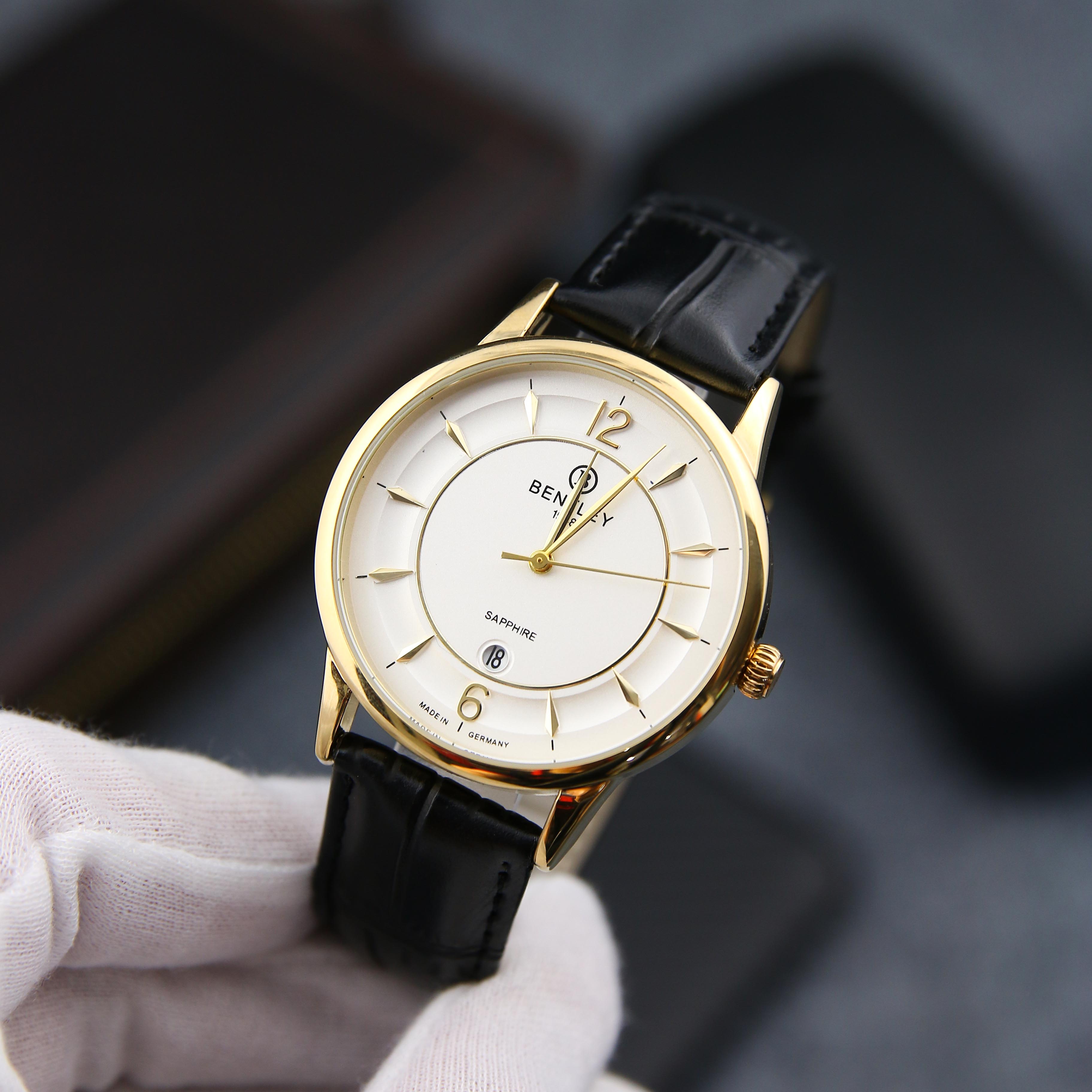 Đồng hồ nam dây da BEN3234 mặt kính Sapphire hiển thị lịch ngày tháng -Thiết kế sang trọng - Chống xước - Chống Nước