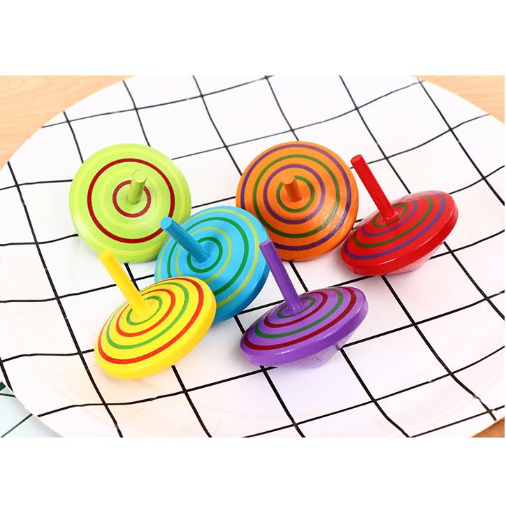 Combo 3 con quay gỗ nhiều màu đồ chơi tuổi thơ