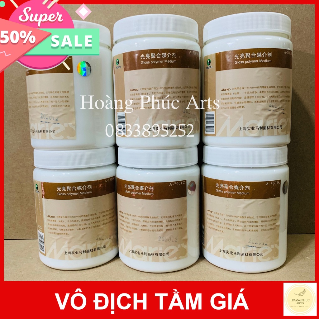 Dung dịch Phủ bóng MARIE Gloss Polimer 1000ml - Chuyên dụng quét phủ bảo vệ tranh sơn dầu, acrylic, tranh tường
