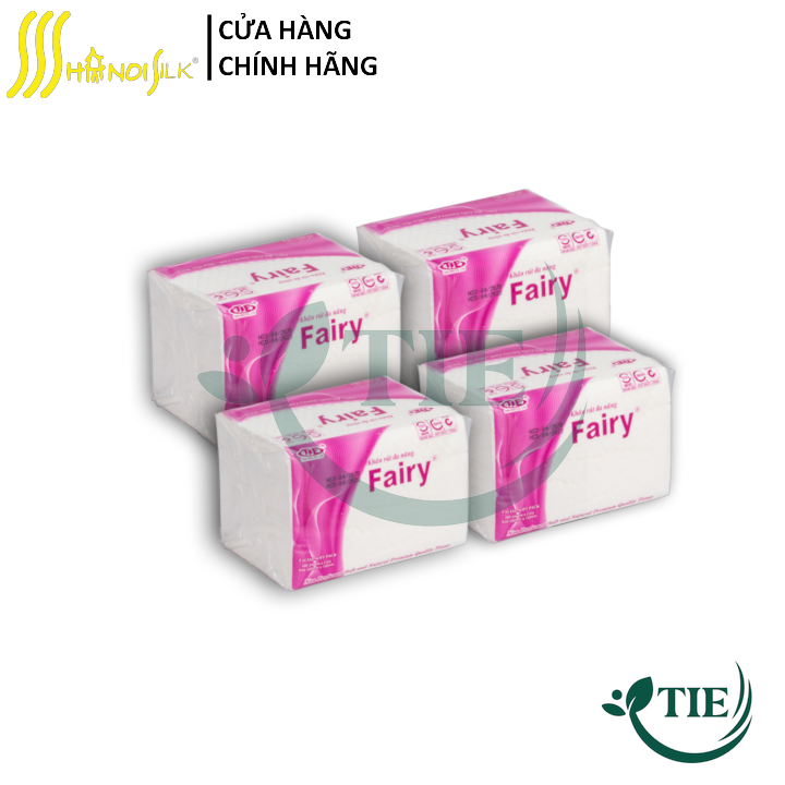 Combo 4 Giấy Ăn Rút Lụa ngắn  Fairy  280 Tờ / 2 Lớp Siêu Mềm Mịn Tiết Kiệm, Khăn Giấy 100% Gỗ Tự Nhiên Bền Dai An Toàn