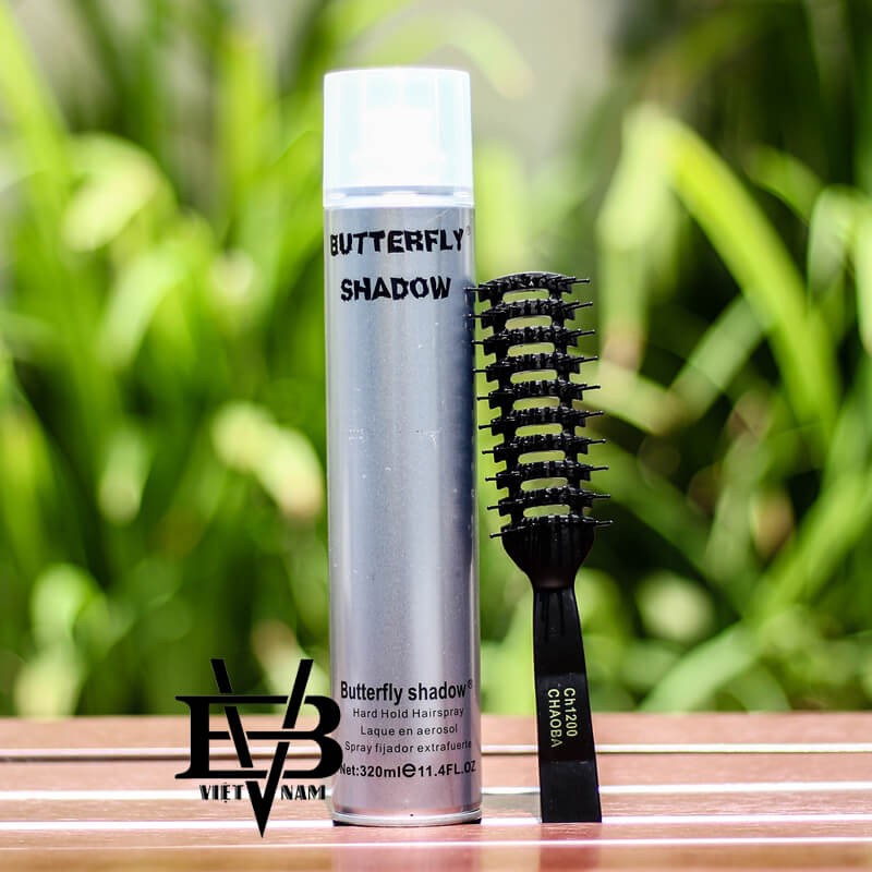 Gôm xịt tóc Butterfly Shadow 320ml | Keo xịt tóc Butterfly Shadow 320ml g nghệ Đức + Tặng lược tạo kiểu Chaoba