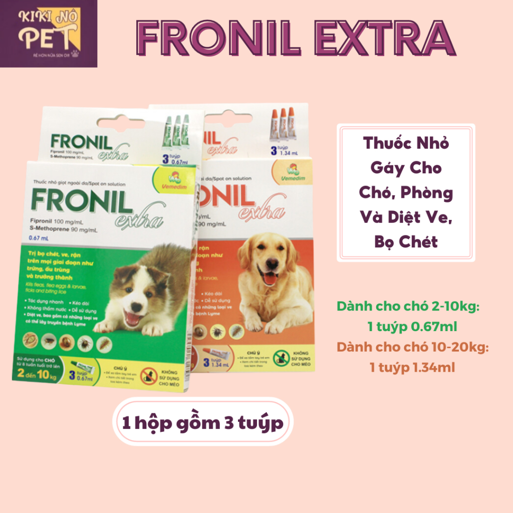 Thuốc nhỏ gáy trị ve rận cho chó fronil extra giúp diệt ve rận bọ chét - kikino