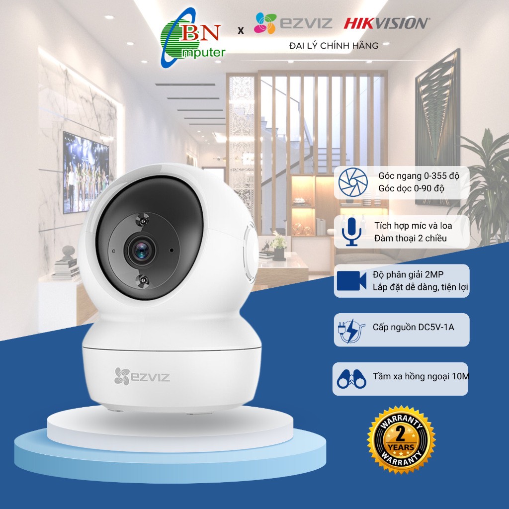 Camera không dây thông minh ezviz c6n a0-1c2wfr 1080p, camera wifi trong nhà ezviz