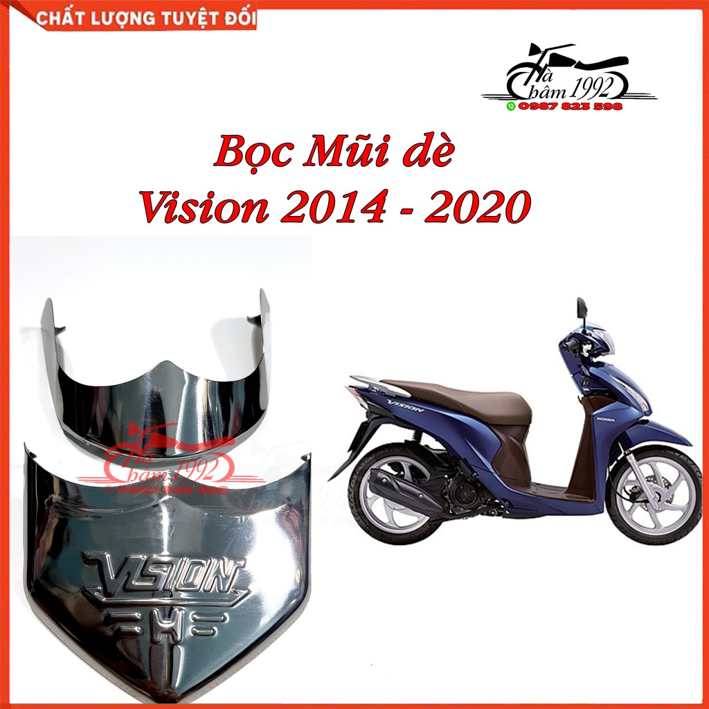 Bọc mũi dè vision 2014 - 2020 inox trắng , bọc mõm dè vision 2014, 2015, 2016, 2017, 2018, 2019, 2020; ốp mỏ dè vision, bịt mõm dè xe vision