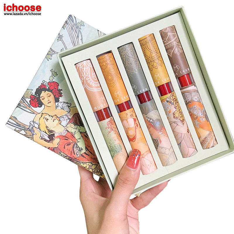 [HCM]Set son kem lì Muge Leen 5 cây - set 5 cây son muge leen siêu lì