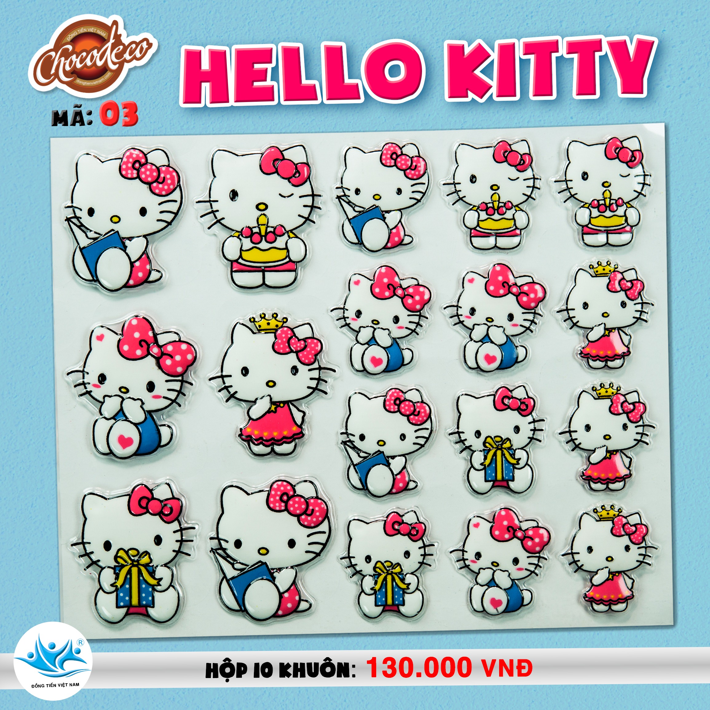Khuôn choco decor 03 hello kitty -khuôn socola trang trí bánh kem- đồng tiến việt nam