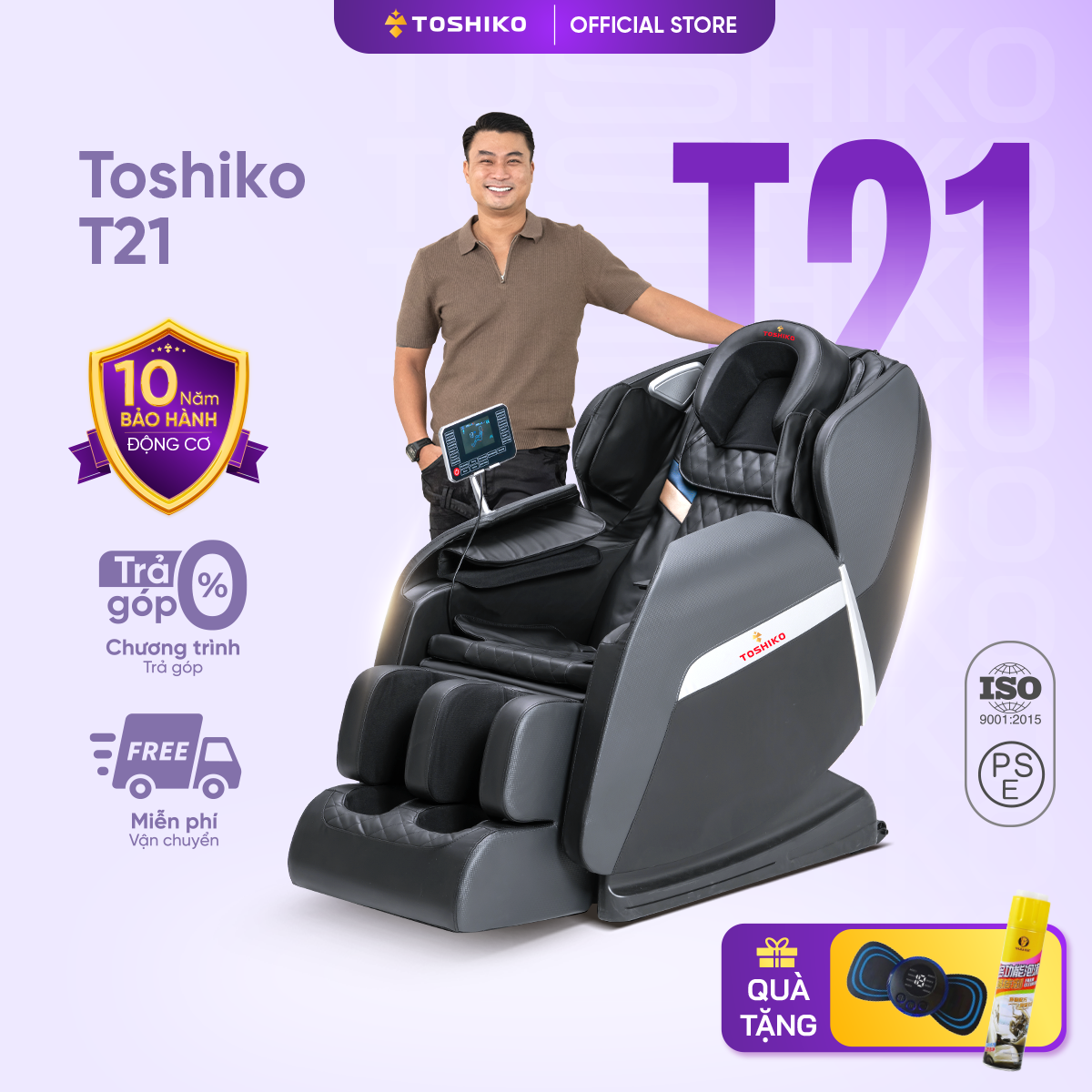Ghế Massage Toàn Thân Đa Năng Toshiko T21 PRO điều khiển ghế bằng giọng nói tiếng Việt Chức năng massage tổ hợp 15 bài theo công nghệ tiên tiến nhiệt hồng ngoại cao cấp