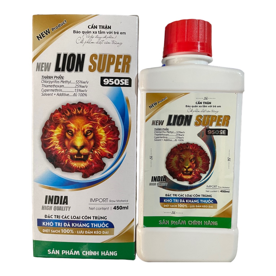 Lion super 450ml; diệt rệp sáp; sâu cuốn lá, rầy xanh, rầy nâu, bọ phấn trắng, nhện gié, bọ trĩ, muỗi hành, bọ xít muỗi, bọ phấn trắng, sâu đục thân