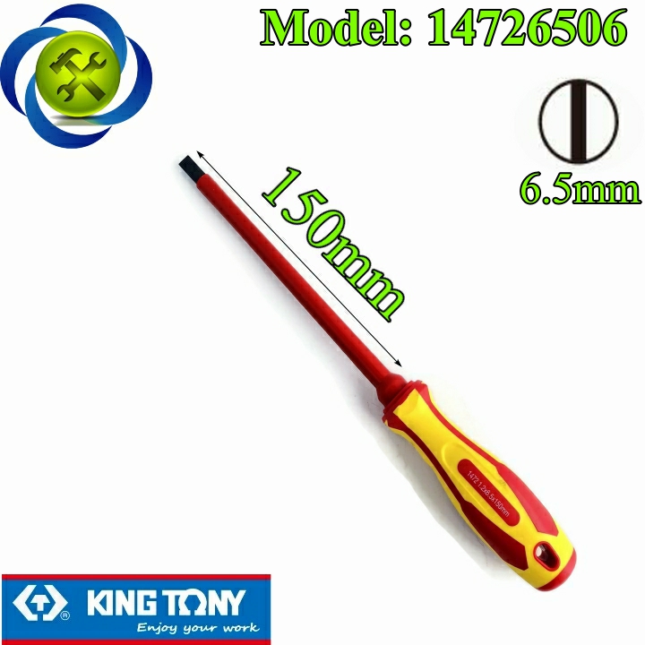 Vít dẹp cách điện kingtony 14726506 1.2mm x 6.5mm x 150mm cán đỏ - vàng