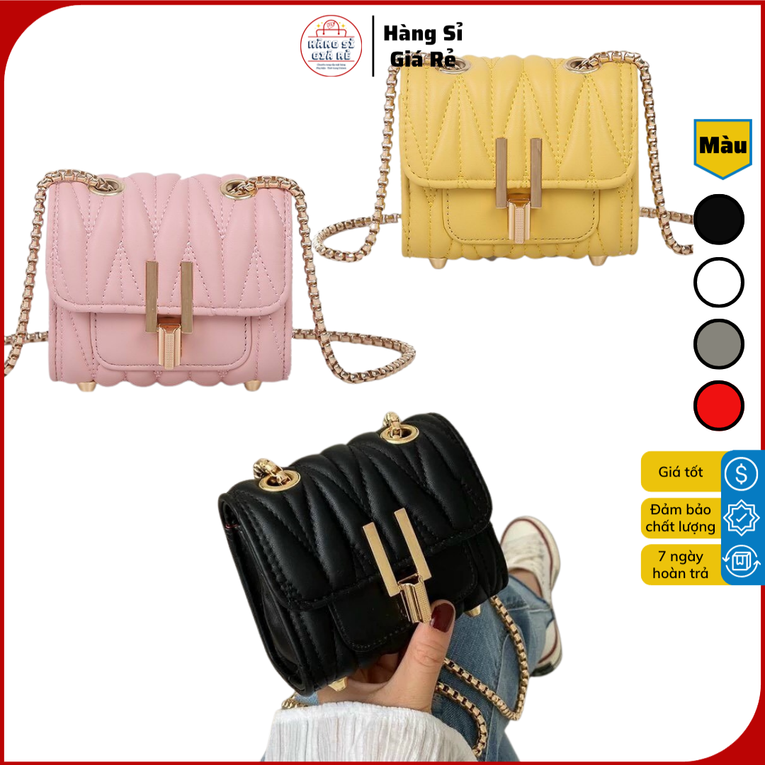 TÚI XÁCH NỮ TRẦN CHỈ- TÚI ĐEO CHÉO Chữ Y mini PHỐI DÂY xích SIZE 12X15CM - TÚ DA - TÚI MỚI