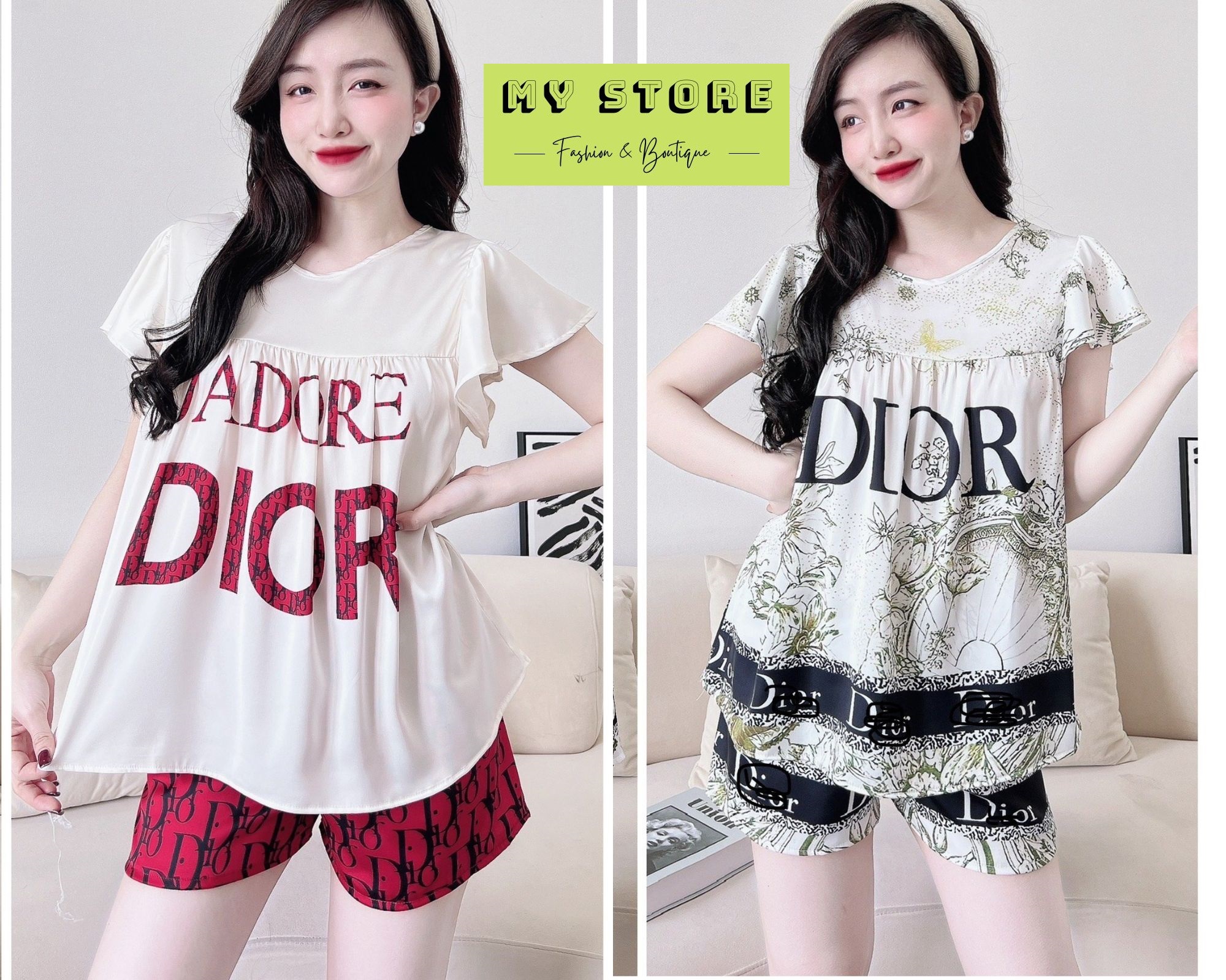 Đồ bộ mặc nhà đùi Pijama chất lụa latin mềm mát - Freesize dưới 62kg MY STORE