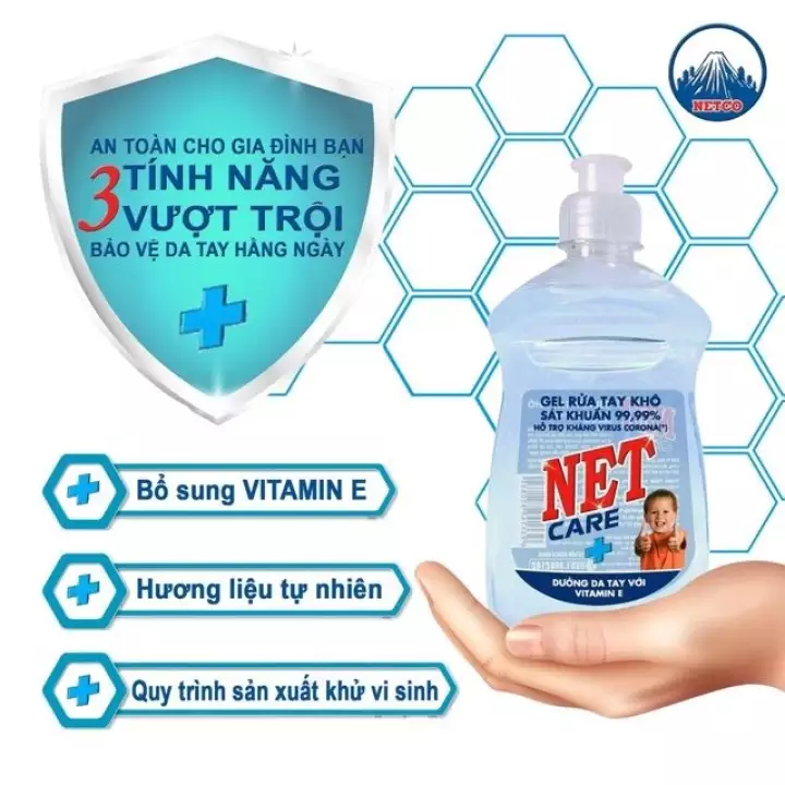 Gel rửa tay khô thương hiệu NET sát khuẩn 99,99% chai 250ml