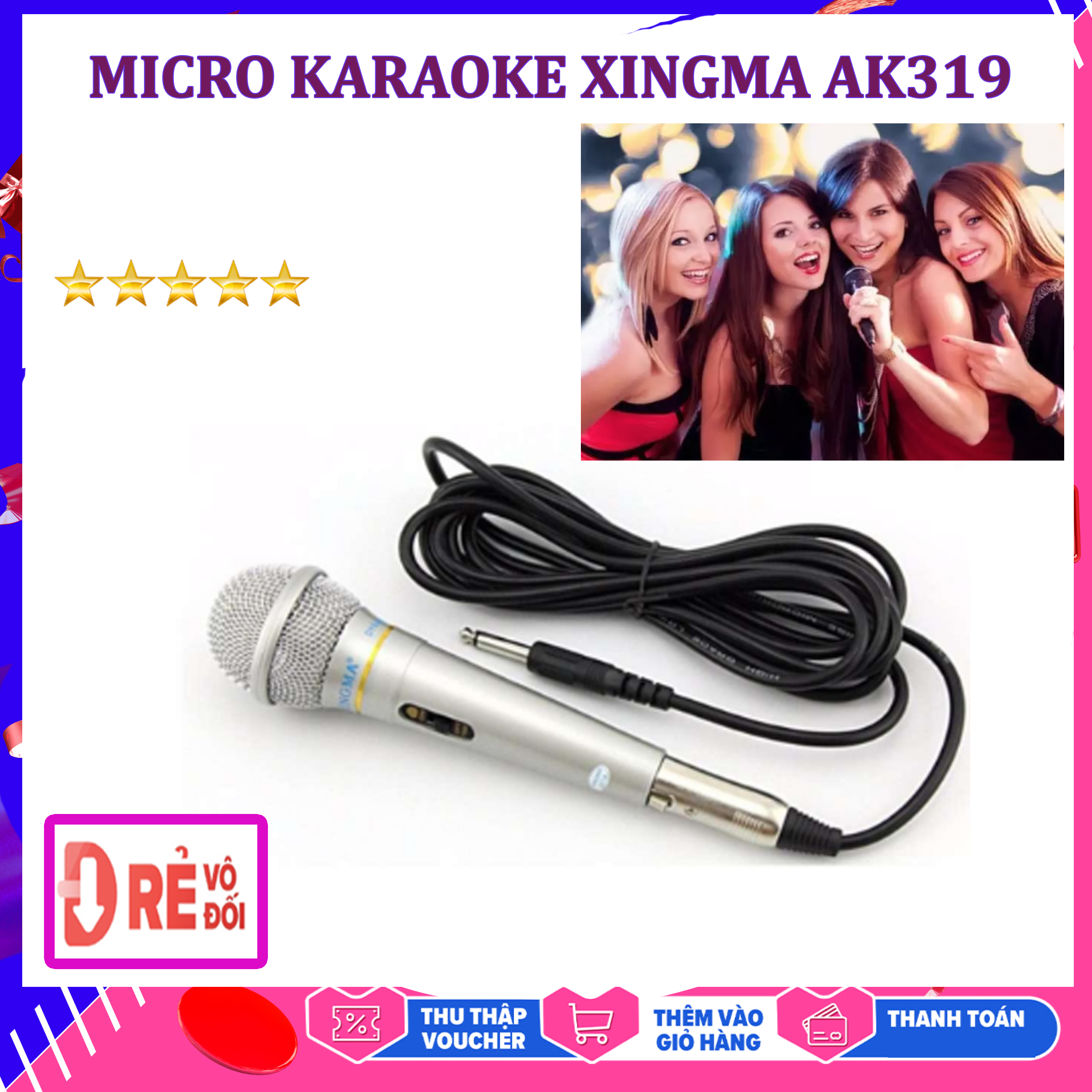 Micro Hát Karaoke Dài 3m CHỐNG HÚ - Âm Thanh Trung Thực Và Mạnh Mẽ, Thiết Kế Chắc Chắn Chống Tuột, Vỏ Được Sơn Tĩnh Điện Cao Cấp - Mic Hát Karaoke Giá Rẻ, Mic Hát Bolero Hay, Mua Mic Hát Karaoke Có Dây - More2Love