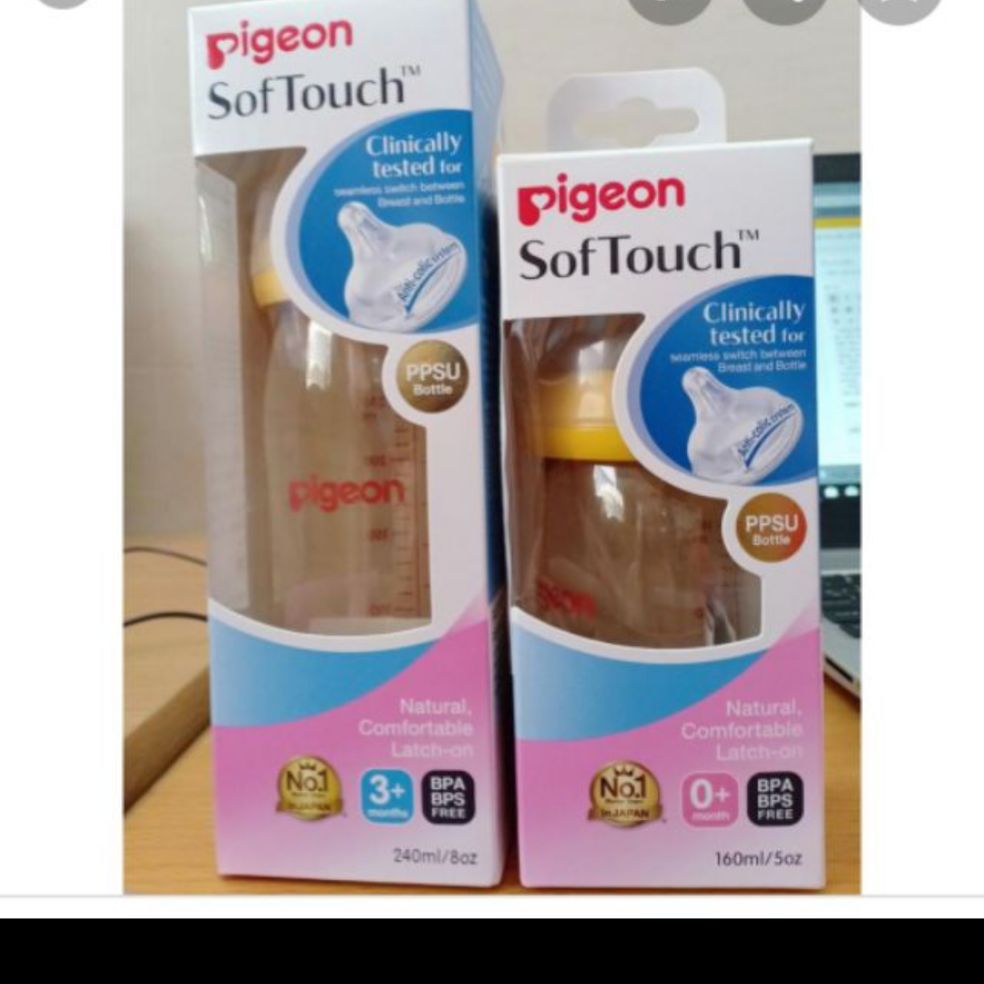 Bộ 2 Bình sữa ppsu Pigeon nhập khẩu chính hãng 160ml và 240ml cổ rộng