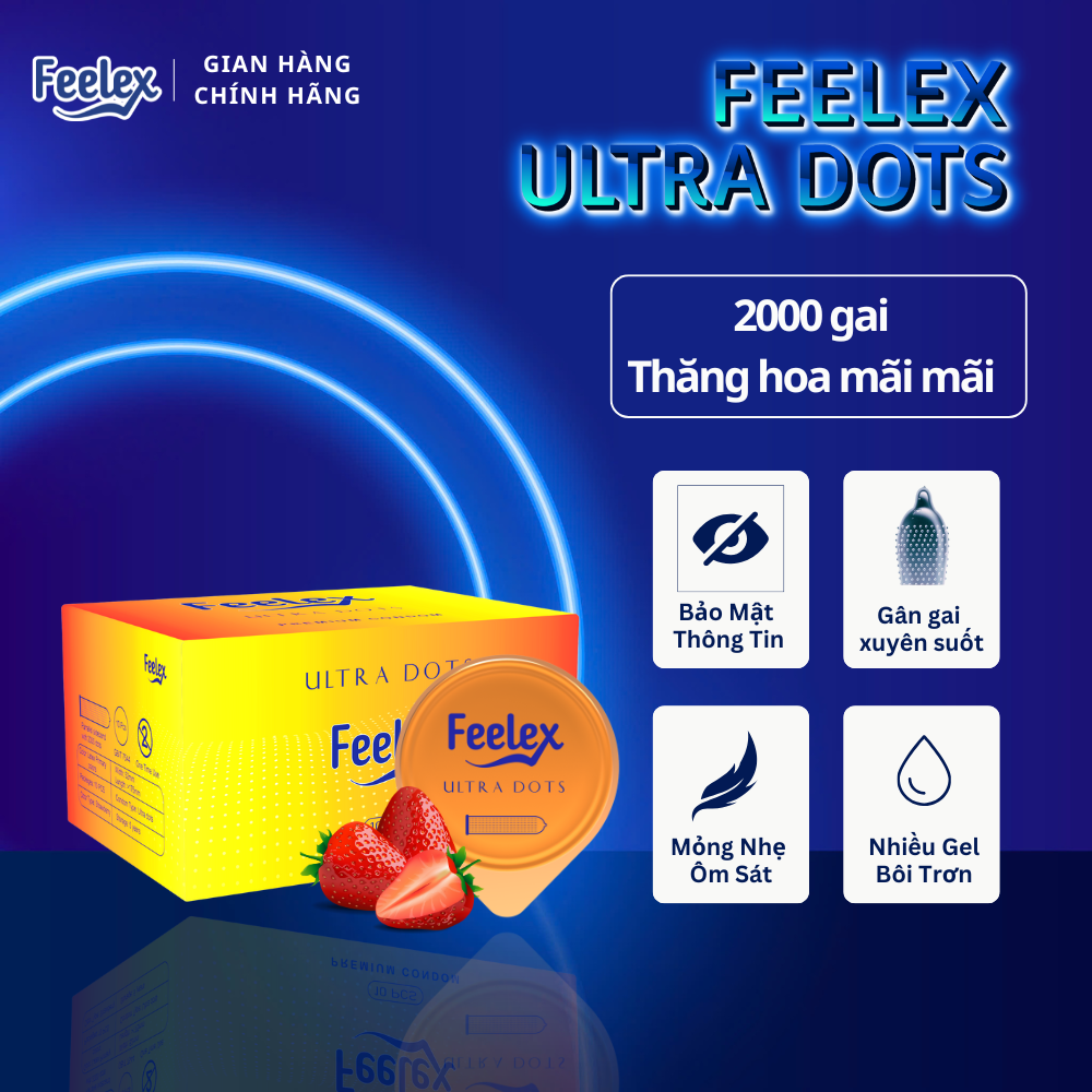  Bao Cao Su Feelex Ultra Dots Siêu Gai 2000 Gai - Nhiều Gel Bôi Trơn - Hỗ Trợ Tình Dục An Toàn 