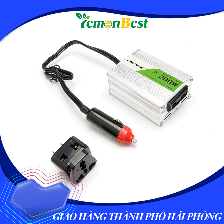 Lemonbest 200w bộ chuyển đổi điện năng xe ô tô dc 12v đến 220v ac nguồn điện bộ chuyển đổi sửa đổi sine wave power với usb 5v đầu ra/phích cắm đa năng/quạt thông minh